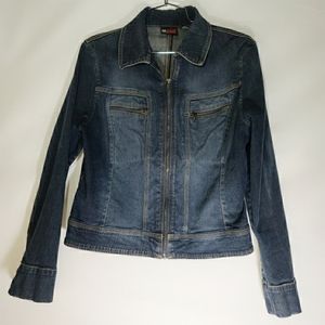 New York & Company Jean jacket with zip closure